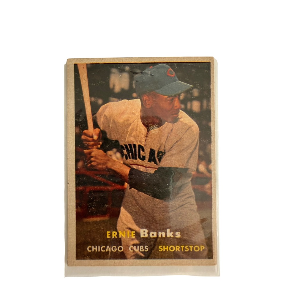 Topps 1957 Ernie Banks #55 Chicago Cubs MLB OS Multi Good Vintage Baseball Card - Picture 3 of 4